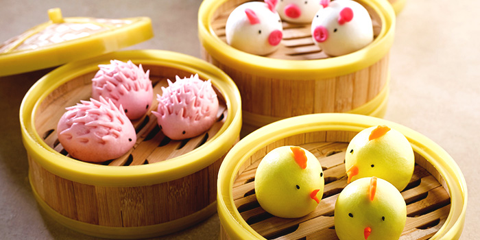 Crystal Jade dim sum dishes including lotus paste buns