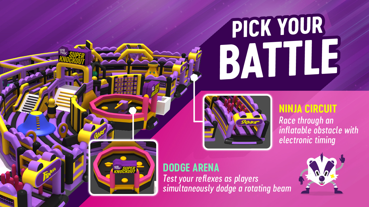 Super KnockOut obstacle course and dodge arena at Suntec City