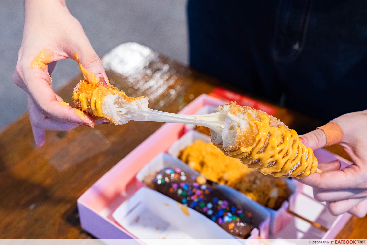 Kwazy Korndog cheese pull, listed for Twilight September at Suntec Hall 401-403